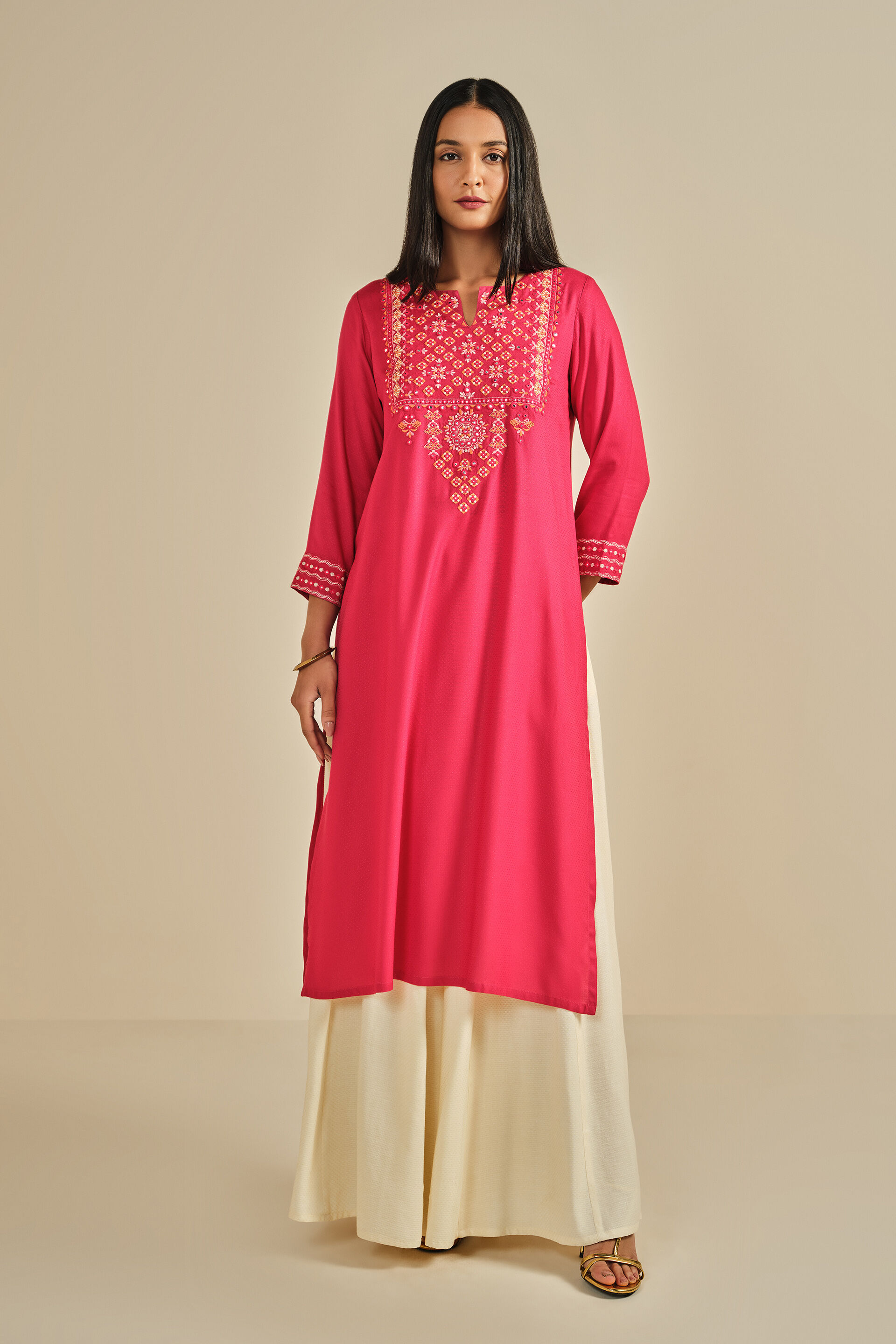 Mashooq Pink Kurta, Hot Pink, image 2